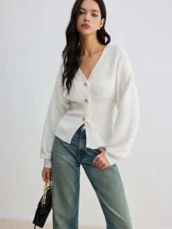 COMMENSE Elegant Button Slit Cinched Cardigan* Cardigans|Sweaters & Cardigans