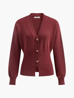 COMMENSE Elegant Button Slit Cinched Cardigan* Cardigans|Sweaters & Cardigans