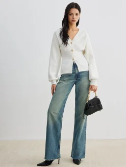 COMMENSE Elegant Button Slit Cinched Cardigan* Cardigans|Sweaters & Cardigans