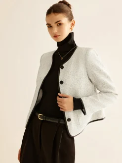 COMMENSE Elegant Contrast Trim Blazer* Outerwear|Blazers