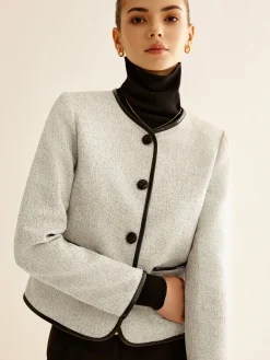 COMMENSE Elegant Contrast Trim Blazer* Outerwear|Blazers