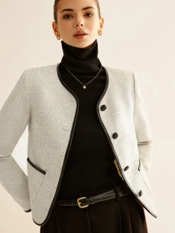 COMMENSE Elegant Contrast Trim Blazer* Outerwear|Blazers