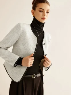 COMMENSE Elegant Contrast Trim Blazer* Outerwear|Blazers