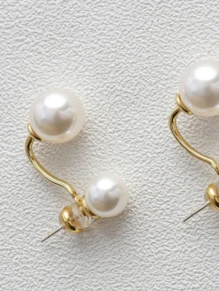 COMMENSE Elegant Double Pearl Stud Earrings* Earrings|Accessories
