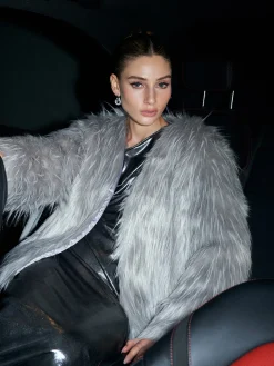 COMMENSE Elegant Faux Fur Coat* Outerwear|Coats