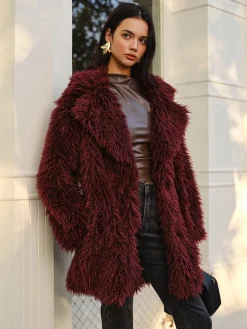 COMMENSE Elegant Faux Fur Long Coat* Outerwear|Coats