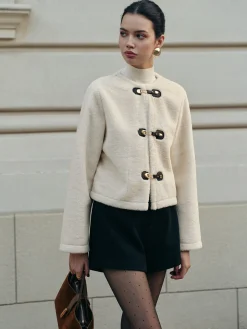 COMMENSE Elegant Faux Fur Short Coat* Outerwear|Coats