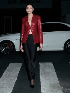 COMMENSE Elegant Faux Leather Button Blazer* Outerwear|Blazers