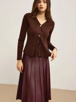 COMMENSE Elegant High-Stretch Polo Cardigan* Cardigans|Sweaters & Cardigans