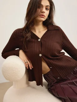 COMMENSE Elegant High-Stretch Polo Cardigan* Cardigans|Sweaters & Cardigans