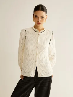 COMMENSE Elegant Lettuce Trim Button Shirt* Blouses & Shirts|Tops