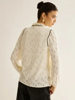 COMMENSE Elegant Lettuce Trim Button Shirt* Blouses & Shirts|Tops