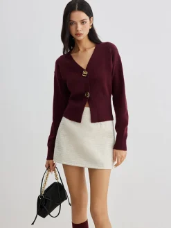 COMMENSE Elegant Metal Button Short Cardigan* Cardigans|Sweaters & Cardigans