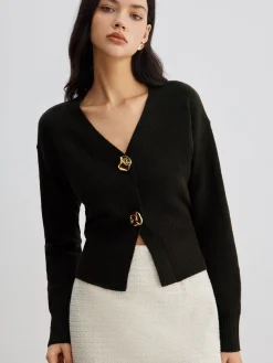 COMMENSE Elegant Metal Button Short Cardigan* Cardigans|Sweaters & Cardigans