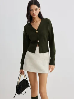 COMMENSE Elegant Metal Button Short Cardigan* Cardigans|Sweaters & Cardigans