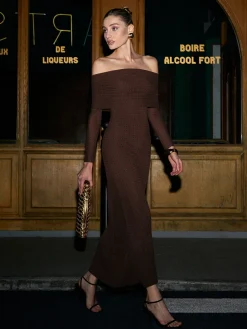 COMMENSE Elegant Off-Shoulder Rhinestone Dress* Cocktail & Party Dresses|Long Dresses