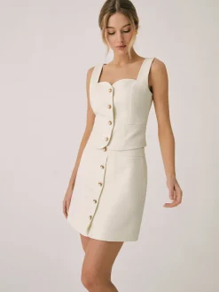 COMMENSE Elegant Pearl Buckle Mini Skirt* Skirts|Matching Sets