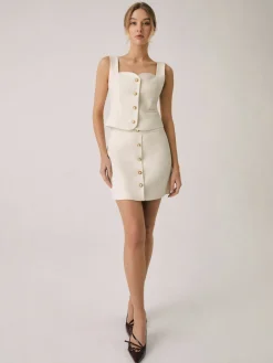 COMMENSE Elegant Pearl Buckle Mini Skirt* Skirts|Matching Sets