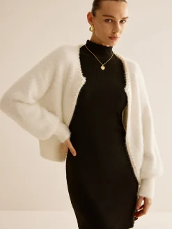 COMMENSE Elegant Pearl Trim Fuzzy Cardiagn* Cardigans|Sweaters & Cardigans