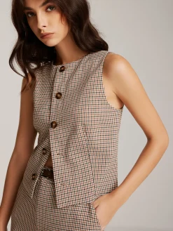 COMMENSE Elegant Plaid Button Vest* Outerwear|Vests