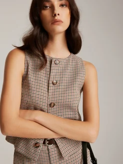 COMMENSE Elegant Plaid Button Vest* Outerwear|Vests