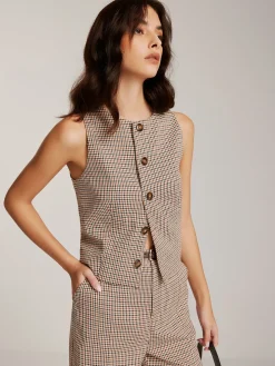 COMMENSE Elegant Plaid Button Vest* Outerwear|Vests