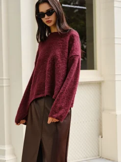 COMMENSE Elegant Plain Minky Sweater* Sweater Tops|Sweaters & Cardigans