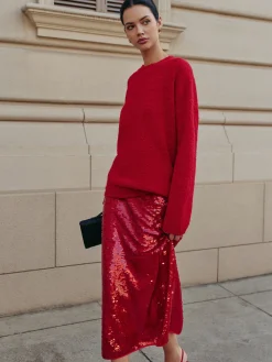 COMMENSE Elegant Plain Sequins Skirt* Skirts|Matching Sets