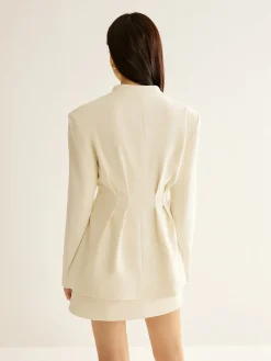 COMMENSE Elegant Pleated Button Blazer* Outerwear|Blazers