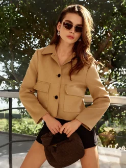 COMMENSE Elegant Short Polo Jacket* Outerwear|Jackets
