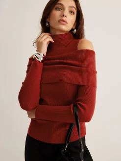 COMMENSE Elegant Turtleneck Cutout Knit Top* Sweater Tops|Sweaters & Cardigans