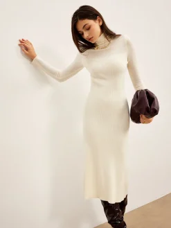 COMMENSE Elegant Turtleneck Panel Sweater Dress* Sweater Dresses|Sweater Dresses