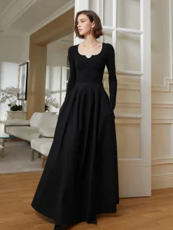 COMMENSE Elegant Umbrella-Shape Panel Dress* Black Dresses|Casual Dresses