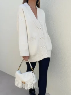 COMMENSE Elegant V-Neck Pockets Cardigan* Cardigans|Sweaters & Cardigans