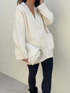 COMMENSE Elegant V-Neck Pockets Cardigan* Cardigans|Sweaters & Cardigans