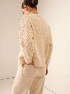COMMENSE Elegant V-Neck Ribbed Cable Cardigan* Cardigans|Sweaters & Cardigans