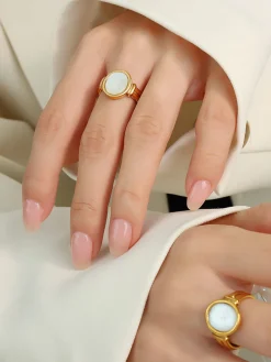 COMMENSE Elegant White Sea Shells Ring* Rings & Bracelets|Accessories