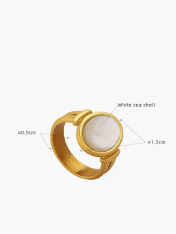 COMMENSE Elegant White Sea Shells Ring* Rings & Bracelets|Accessories