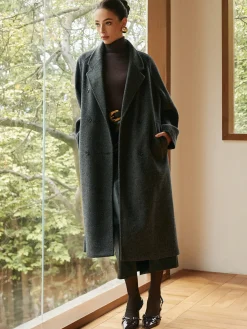 COMMENSE Elegant Wool-Blend Long Coat* Outerwear|Coats