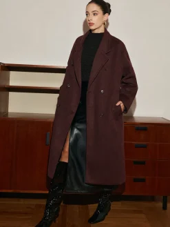COMMENSE Elegant Wool-Blend Long Coat* Outerwear|Coats