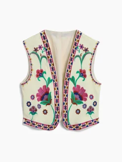 COMMENSE Embroidered Floral Vest* Outerwear|Vests