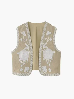 COMMENSE Embroidered Floral Vest* Outerwear|Vests