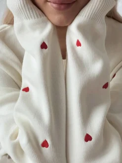 COMMENSE Embroidered Heart Oversized Knit Sweater* Sweater Tops|Sweaters & Cardigans