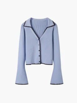 COMMENSE Embroidered Trim Lapel Cardigan* Cardigans|Sweaters & Cardigans