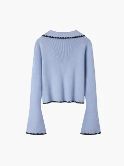 COMMENSE Embroidered Trim Lapel Cardigan* Cardigans|Sweaters & Cardigans