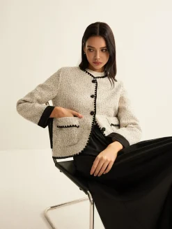 COMMENSE Embroidered Trim Tweed Short Jacket* Outerwear|Jackets