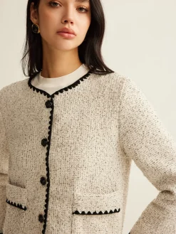COMMENSE Embroidered Trim Tweed Short Jacket* Outerwear|Jackets
