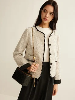 COMMENSE Embroidered Trim Tweed Short Jacket* Outerwear|Jackets