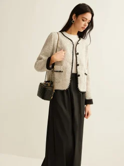 COMMENSE Embroidered Trim Tweed Short Jacket* Outerwear|Jackets