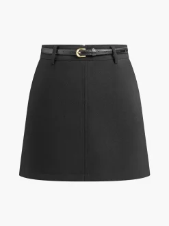 COMMENSE Essential Mini Skirt With Slim Belt* Skirts|Bottoms
